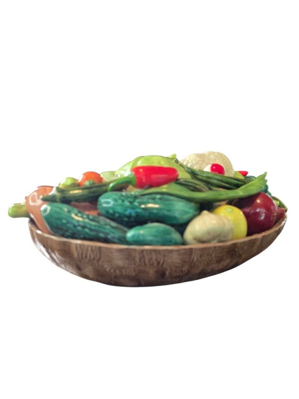 Vintage 1960s Ceramic One Solid Piece, Vegetable Basket Bowl Mold, 10 Pounds